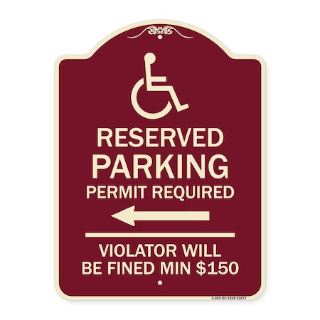 Signmission Modern Isa Connecticut Reserved Parking Permit Required Violators Fin Alum, 24" x 18", BU-1824-23873 A-DES-BU-1824-23873